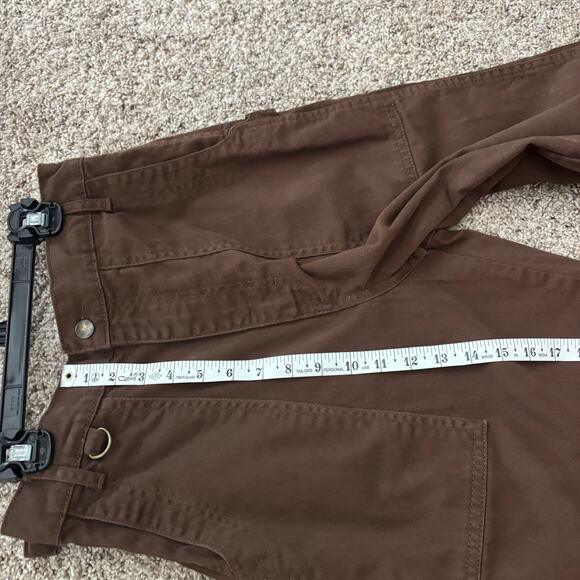 Suk Workwear Women’s Pants Umber Brown Sz 10 Raw Hem Wide Leg Construction - Picture 9 of 16